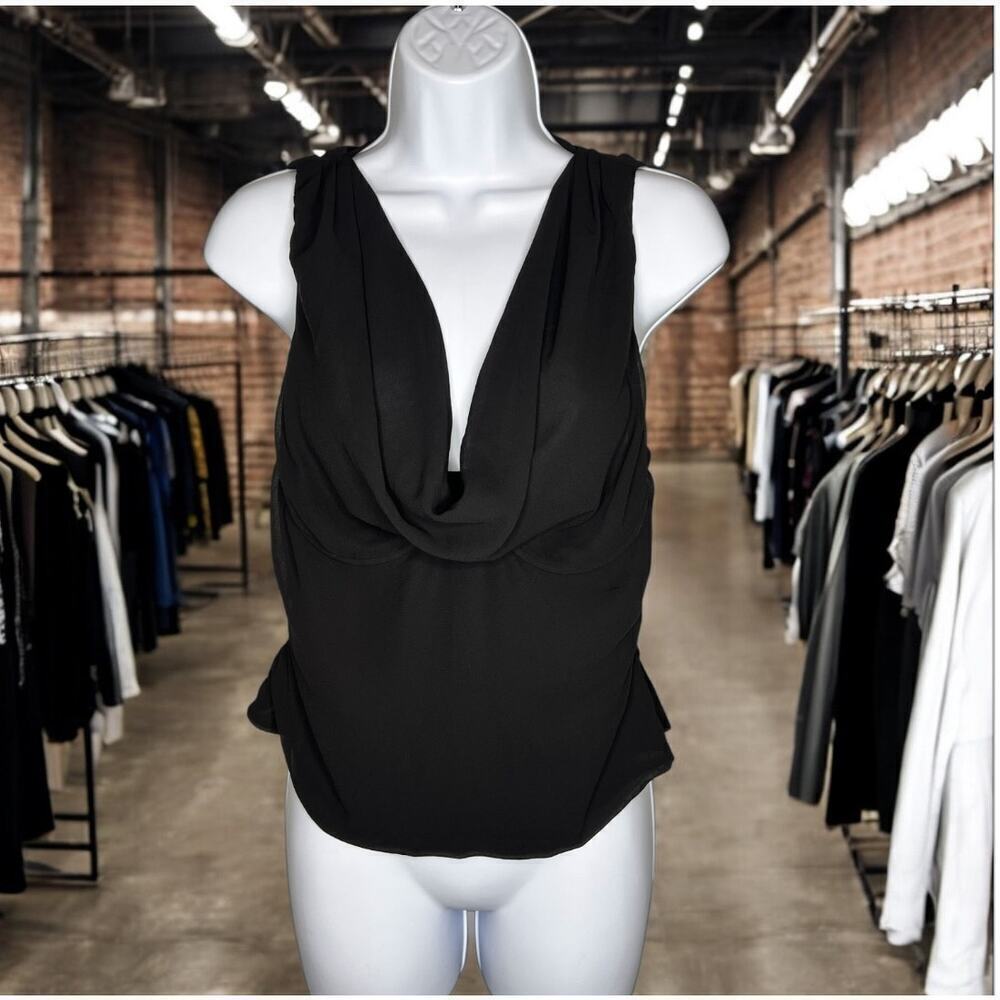 ☀️ASTR The Label Black Draped Cowl Neck Sleeveless Top With Tie Back NWOT